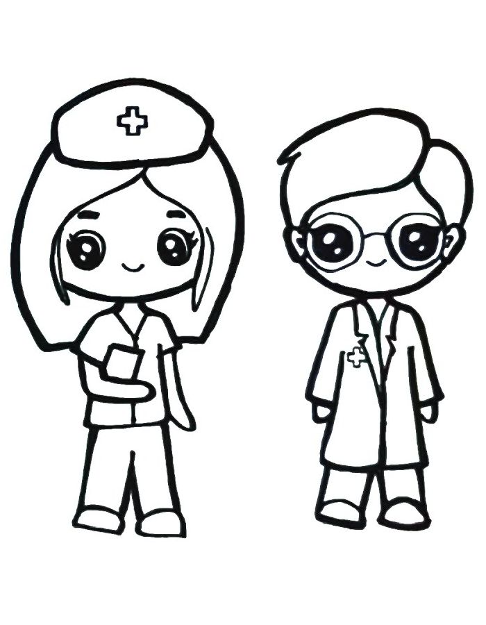 Doctor And Nurse Coloring Page