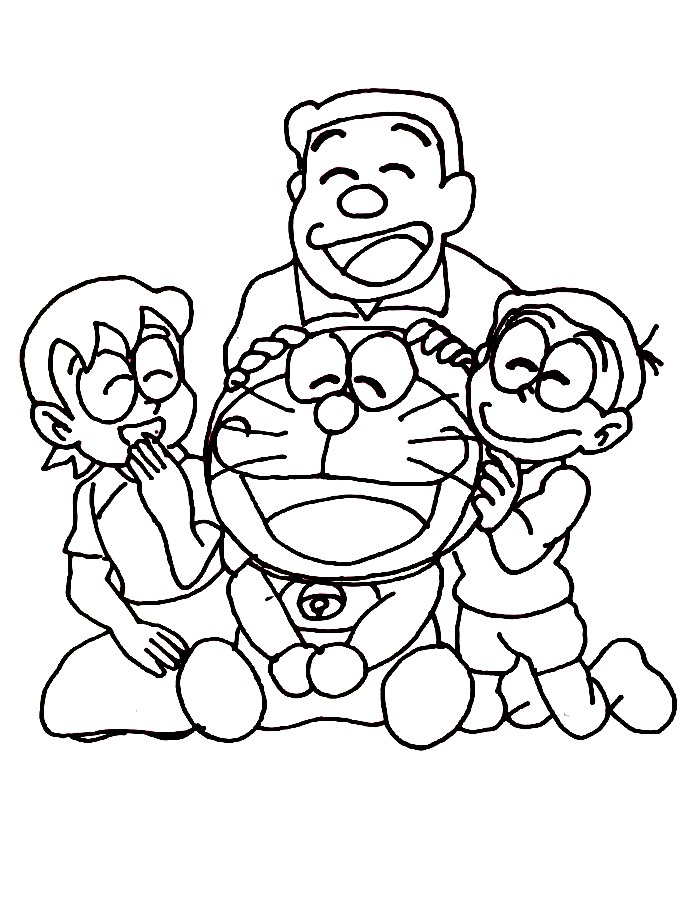 Doraemon Nobita And His Full Family Coloring Page