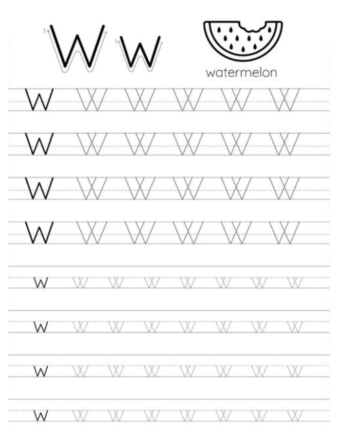 Dotted Letter W Tracing Worksheet Coloring Page