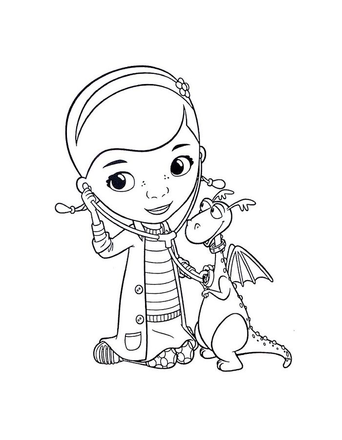 Dr. McStuffins And Dragon Stuffy Coloring Page