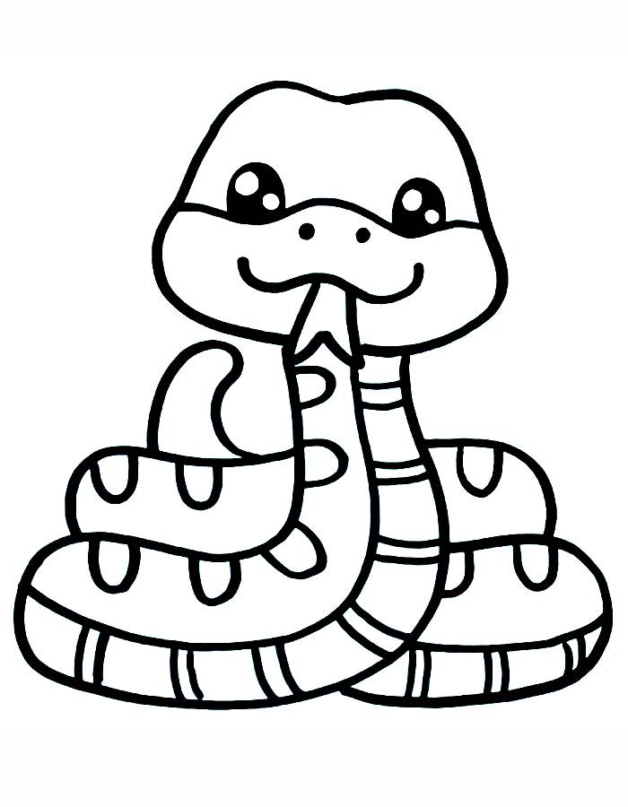 Drawing A Cute Snake Easy Coloring Page