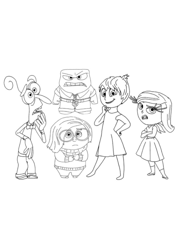 Drawing Inside Out 2 Characters Coloring Page