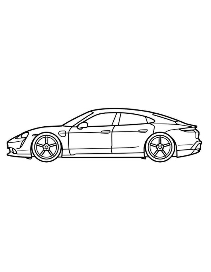 Drawing Porsche Taycan Turbo S 2020 Car Coloring Page