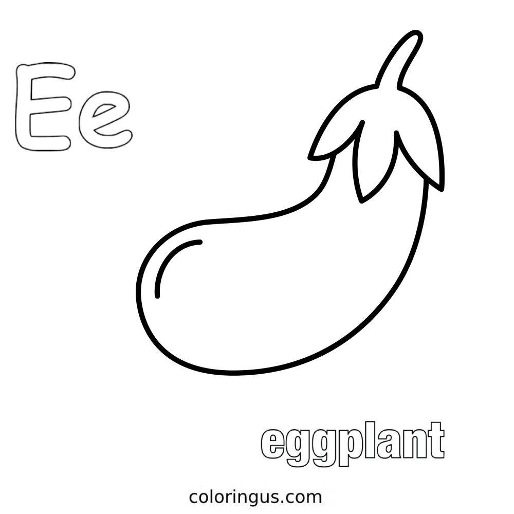 E For Eggplant Coloring Page