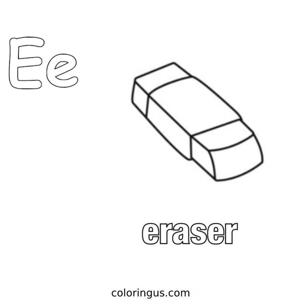 E For Eraser Coloring Page