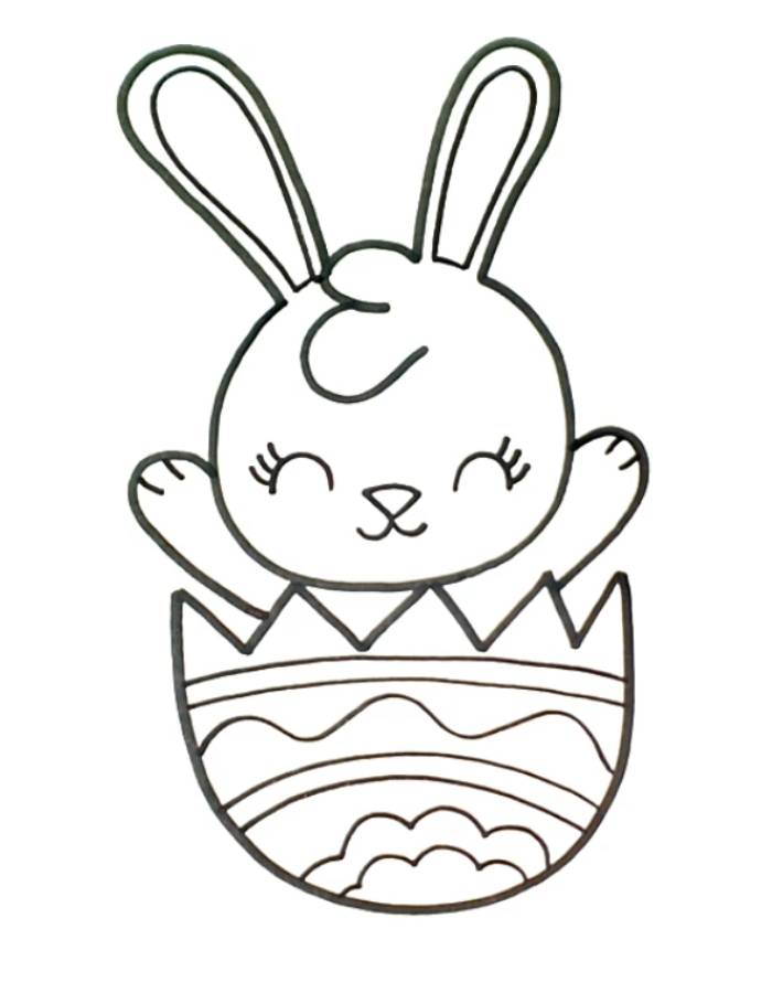 Easter Drawing A Cute Bunny Coloring Page