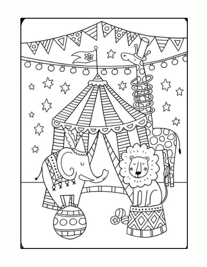 Easy Circus Coloring Page