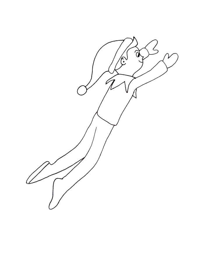 Easy Elf On The Shelf Coloring Page