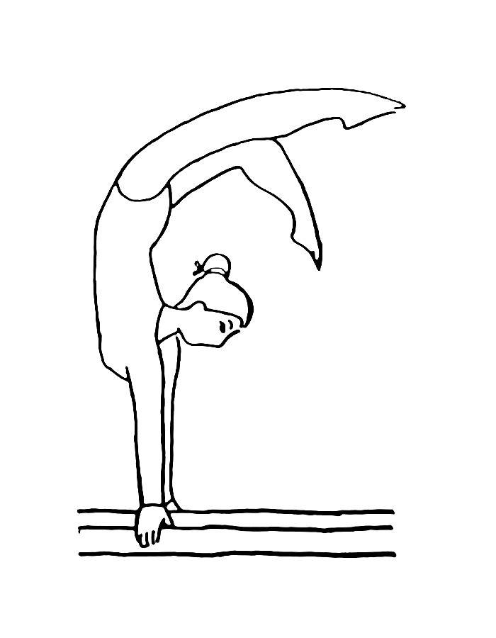 Easy Gymnast Drawing Coloring Page