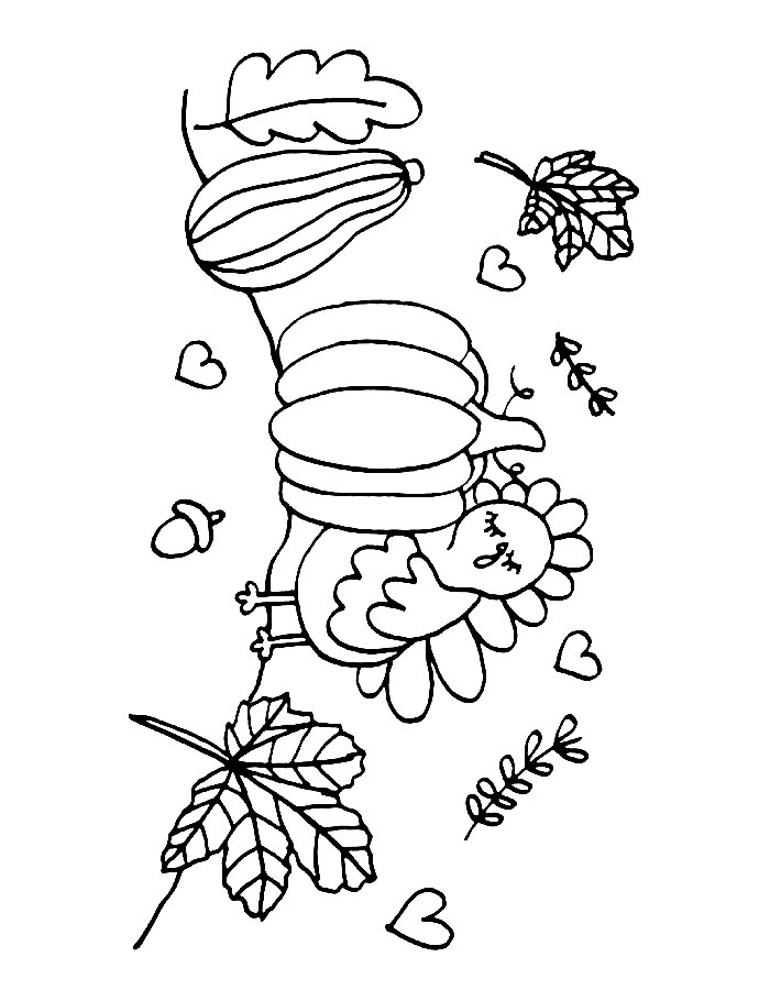 Easy Happy Thanksgiving Drawing Coloring Page