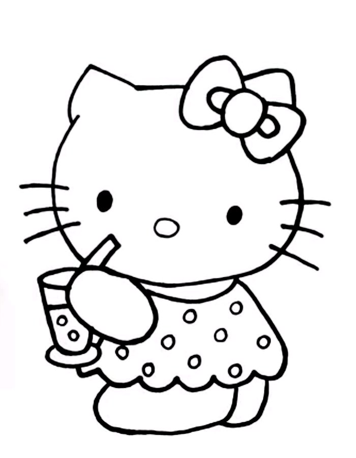 Hello Kitty Coloring Page of Easy Hello Kitty For Kids