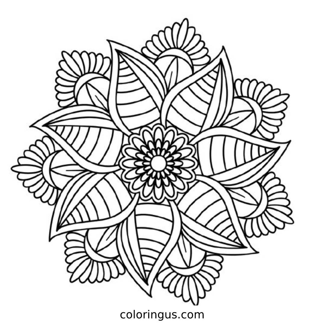 Sunflower Easy Mandala Coloring Page