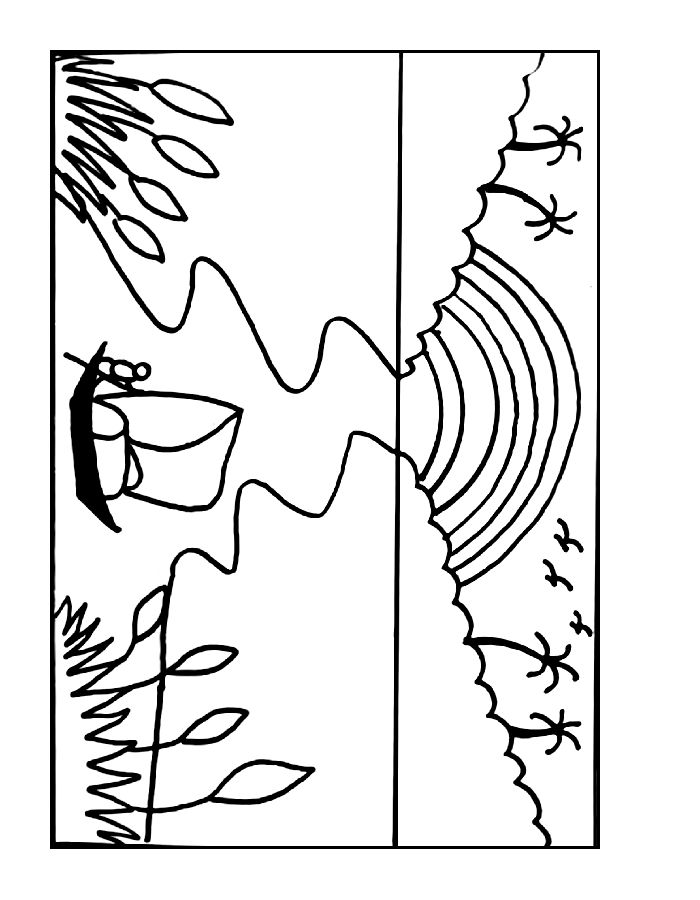 Easy Rainbow Scenery Drawing Easy Rainbow Scenery Drawing Coloring Page