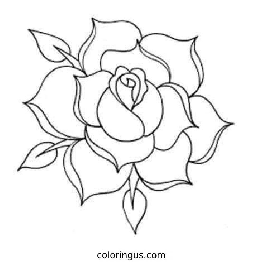 Easy Rose Coloring Page