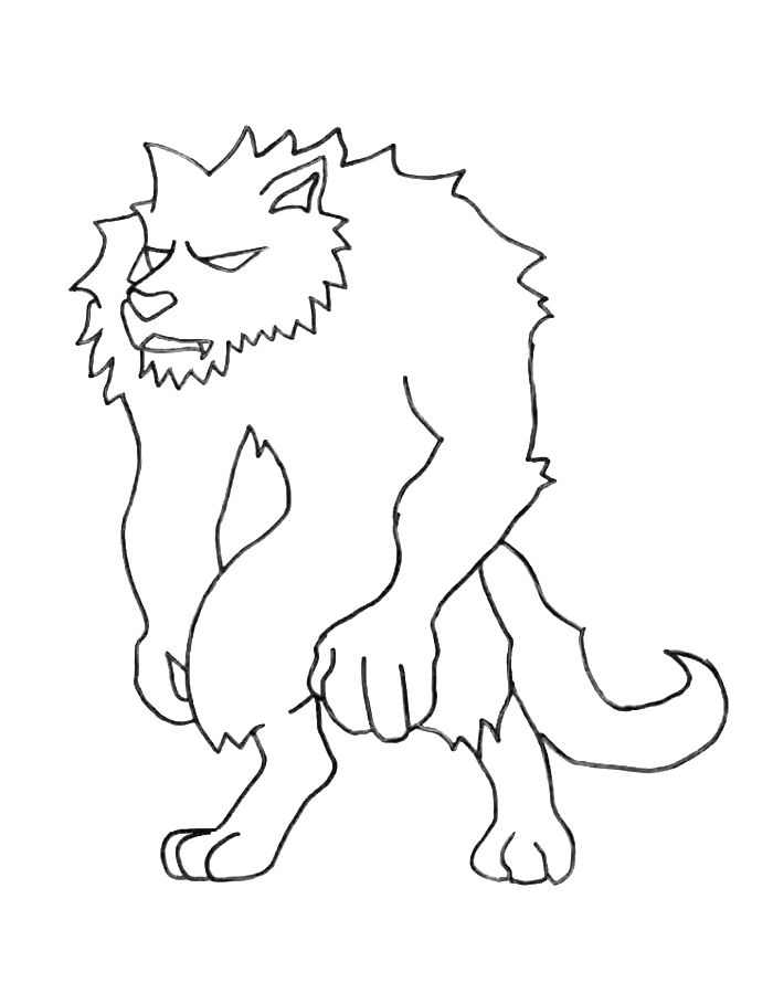 Easy Werewolf For Kids Coloring Page