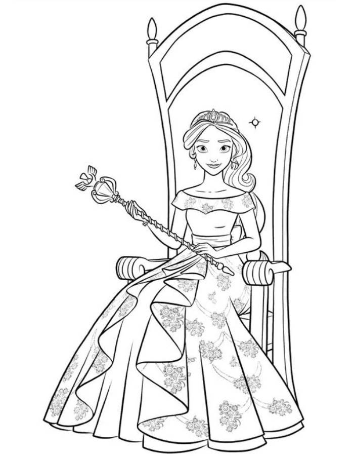 Elena Disney Princess Coloring Page