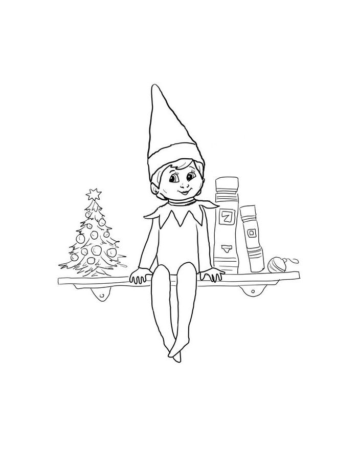 Elf On Shelf Picture Coloring Page