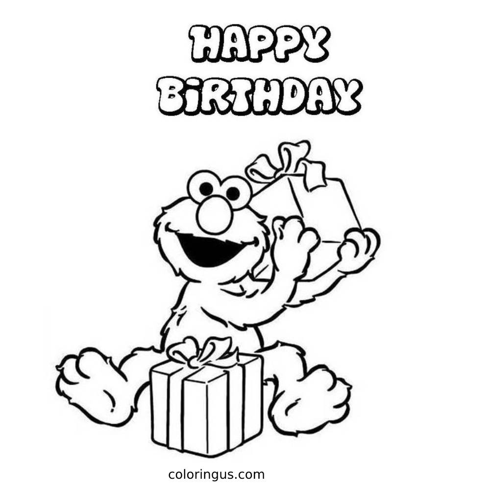 Elmo happy birthday coloring page