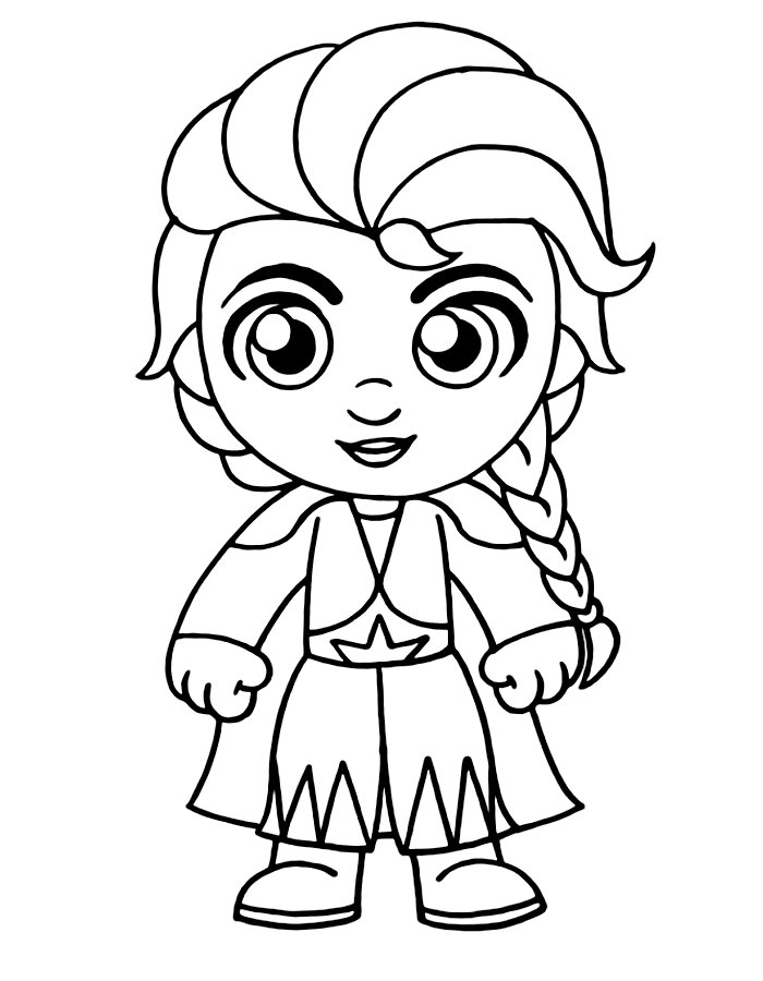 Elsa Frozen Line Art Coloring Page