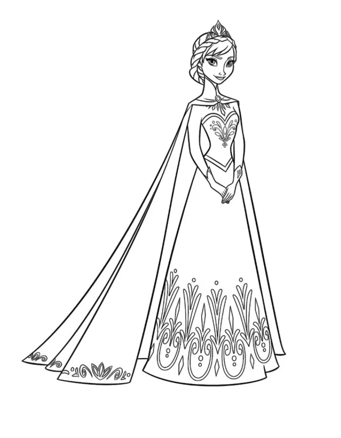 Elsa Queen Drawing Coloring Page