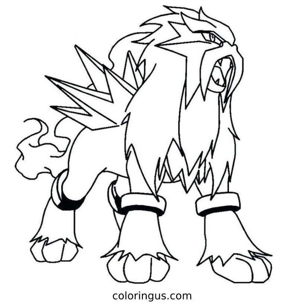 Legendary Pokemon Entei Coloring Page