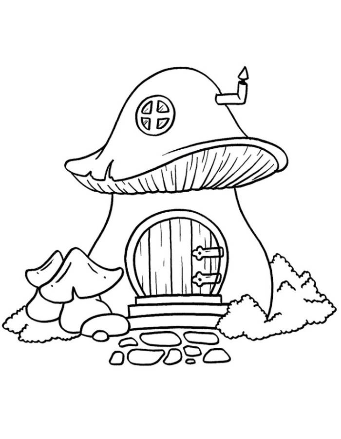 Fairy Mushroom House Coloring Page