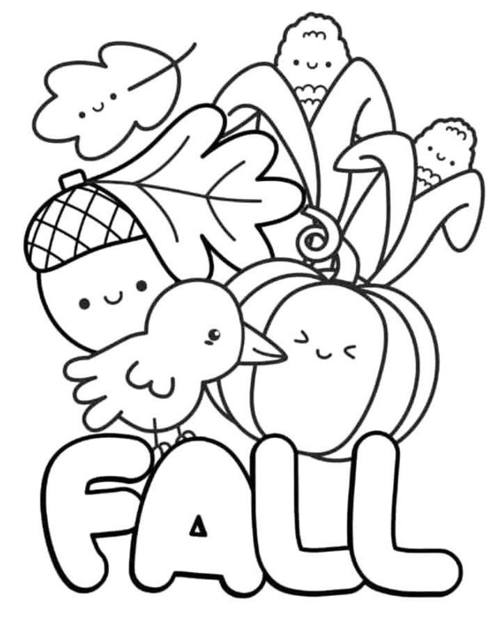 Fall Line Art Coloring Page