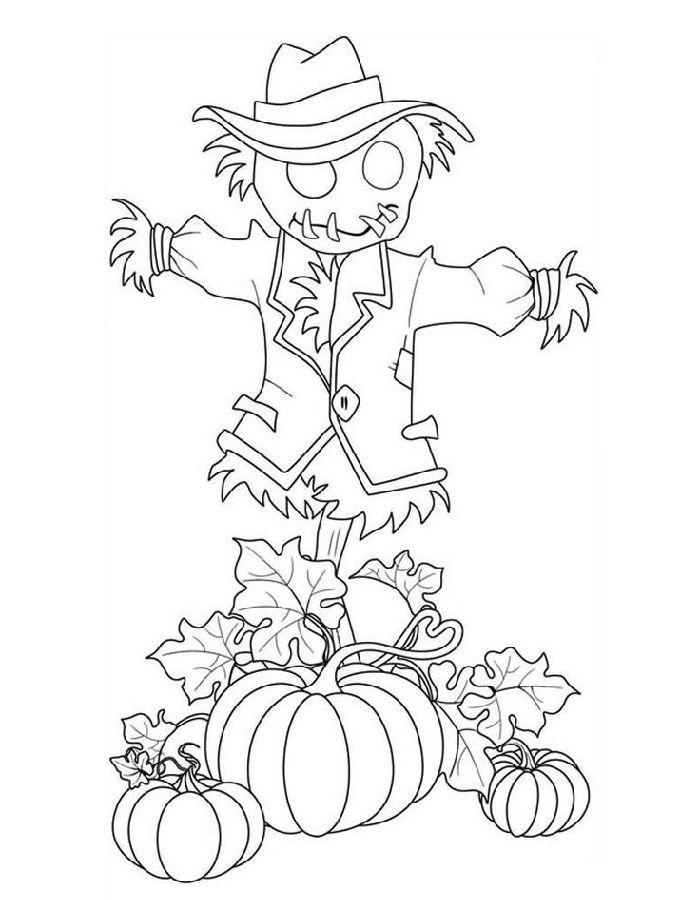 Fall Scarecrow Coloring Page