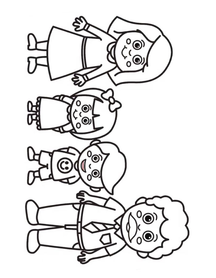 Family Day Cute Drawings Coloring Page