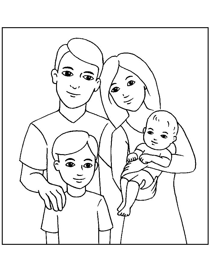 Family Day Drawing Coloring Page