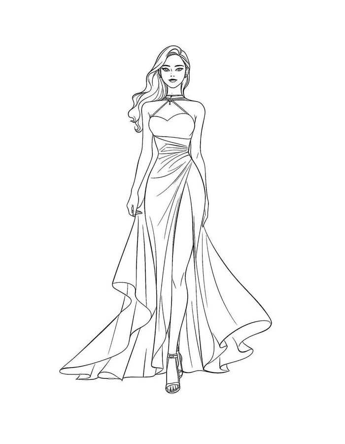 Fashion Dresses Coloring Page