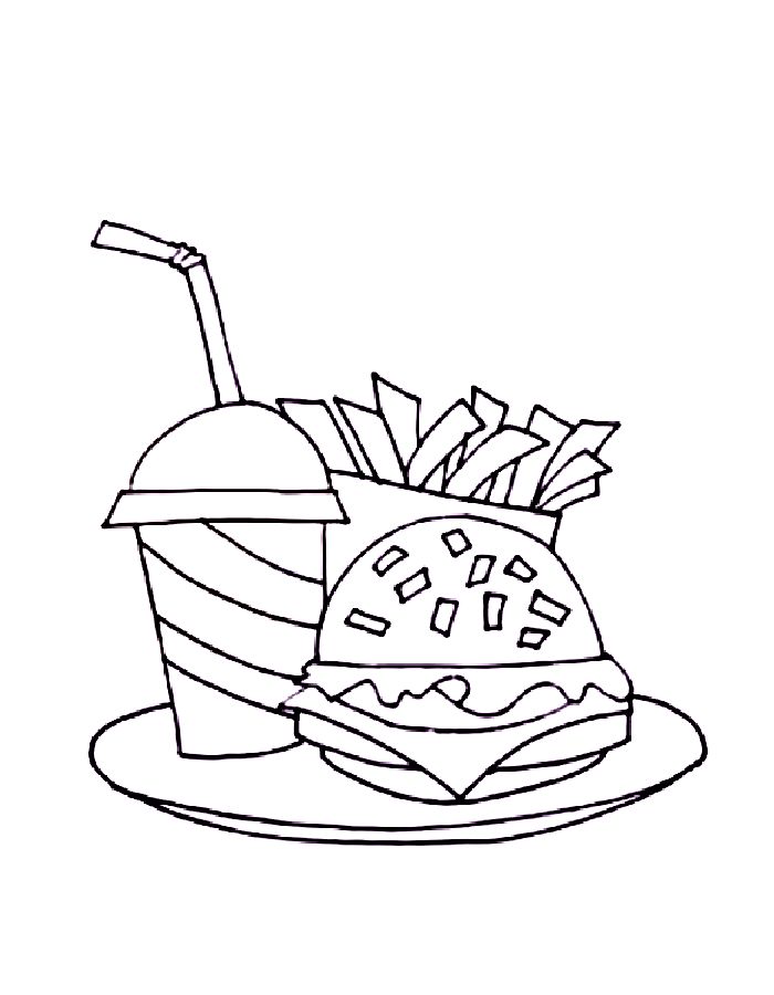 Fast Food Drawing For Kids Coloring Page