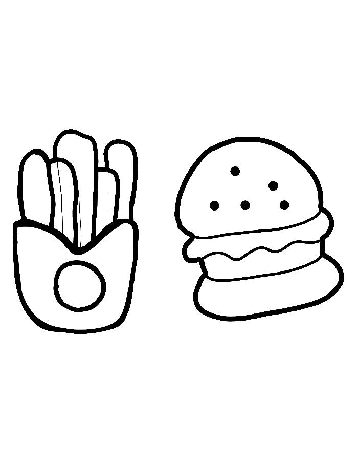 Fast Food Drawings Coloring Page