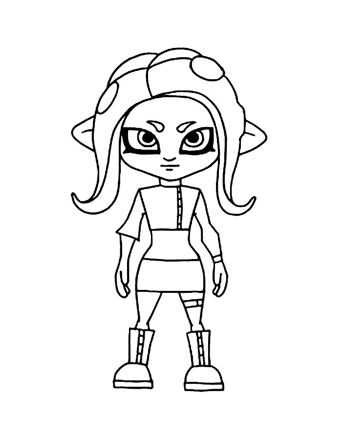 Female Octoling Splatoon Coloring Page