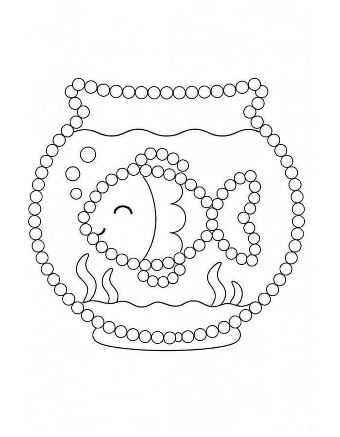 Fish Bowl Dot Art Coloring Page