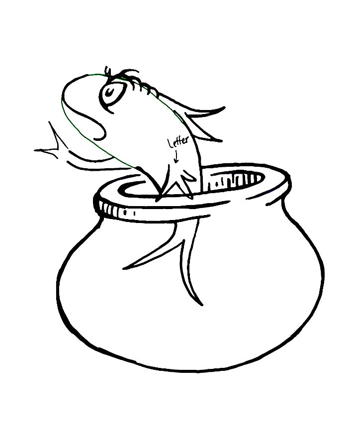 Fish From Cat In The Hat By Dr. Seus Coloring Page