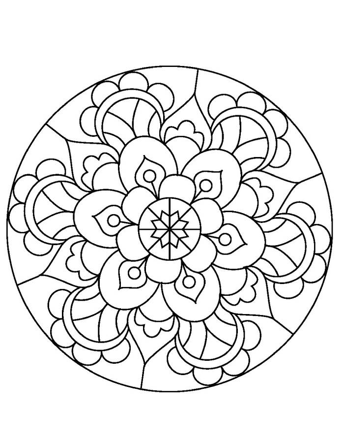 Floral Mandala Circle Pattern Design Coloring Page