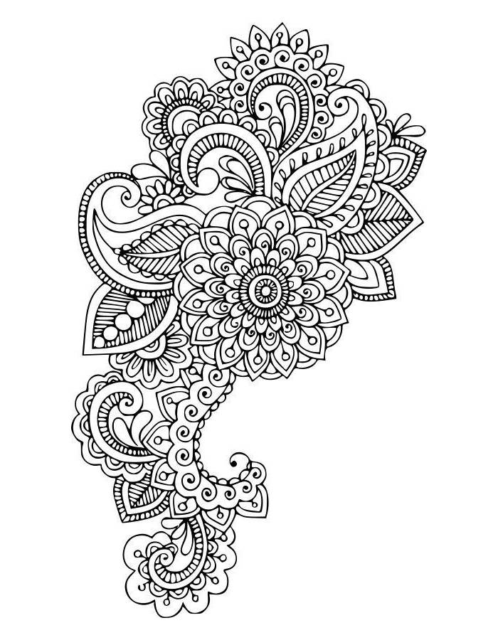 Floral Paisley Monday Mandala Coloring Page