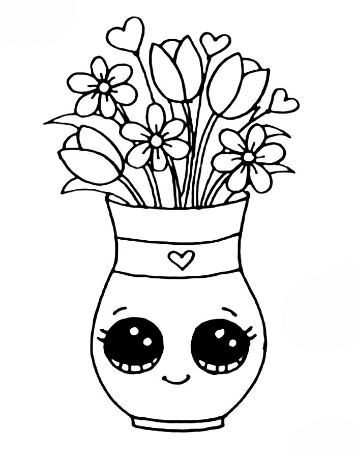 Flower In Vase Flower In Vase Coloring Page