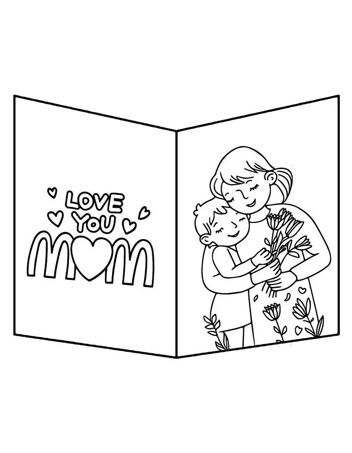 Folding Mothers Day Cards Coloring Page