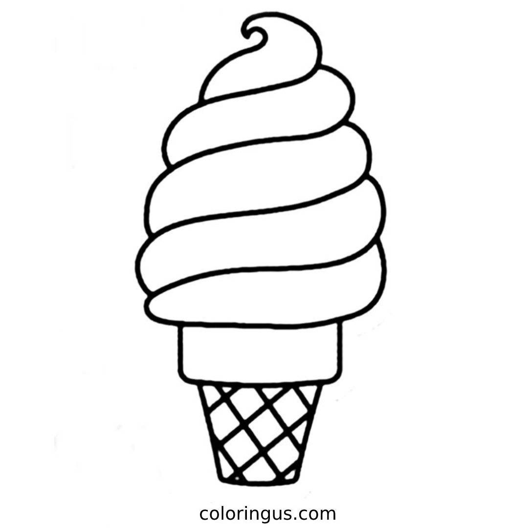 Ice Cream Food Cute Coloring Page