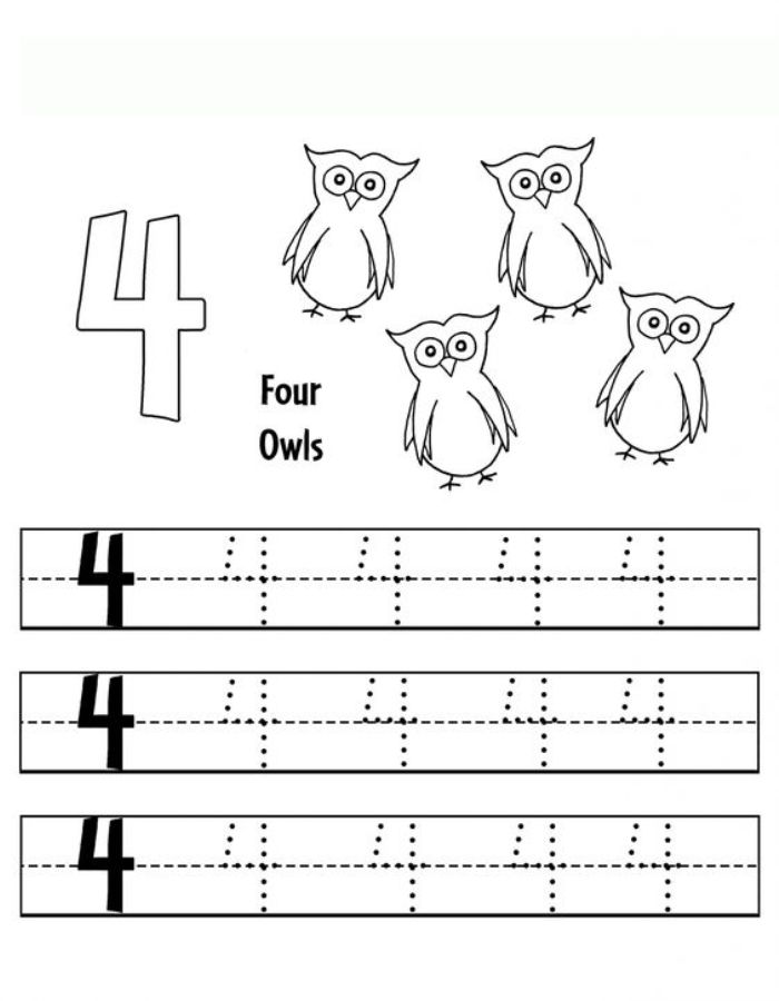 Four Owl Coloring Page