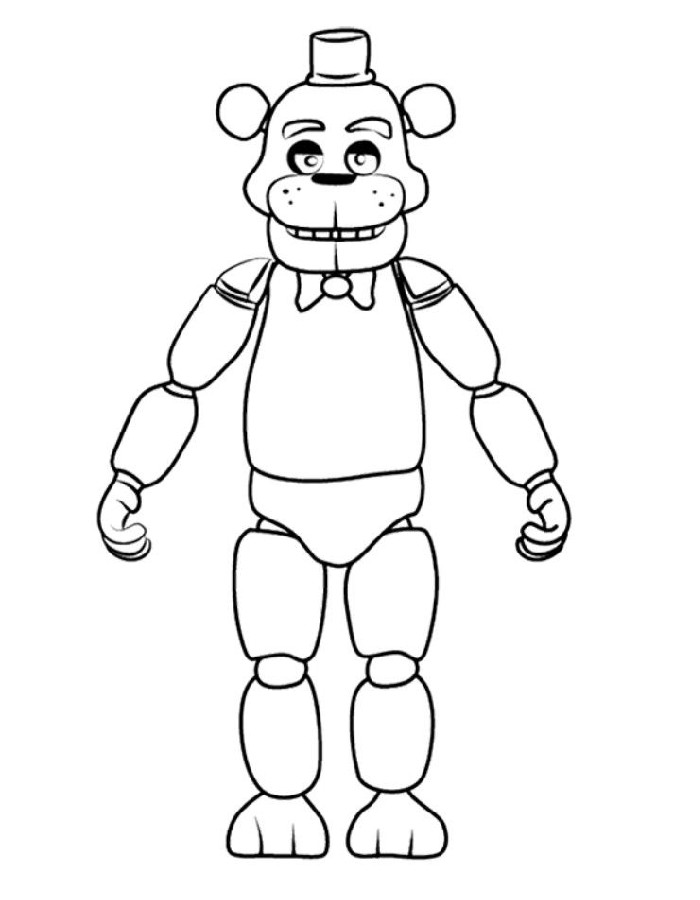 Freddy Fazbear Standing In His Classic Animatronic Pose Coloring Page
