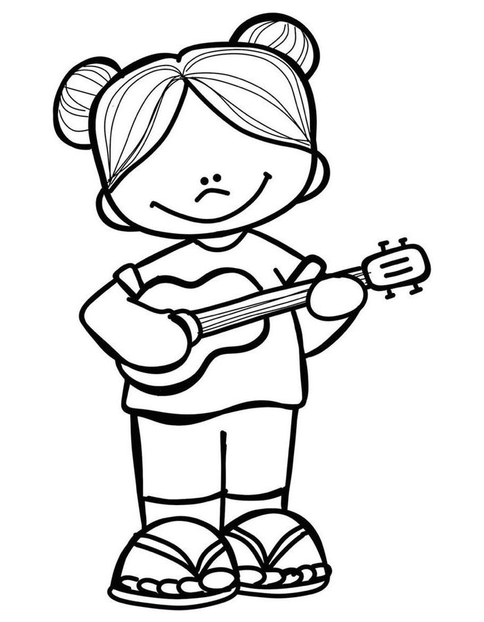 Free Printable Playing The Guitar Coloring Page