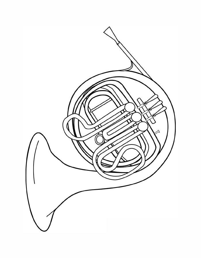 French Horn Coloring Page