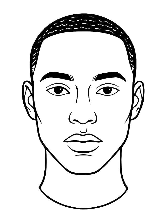 Front View Human Face With Nose Illustration Coloring Page