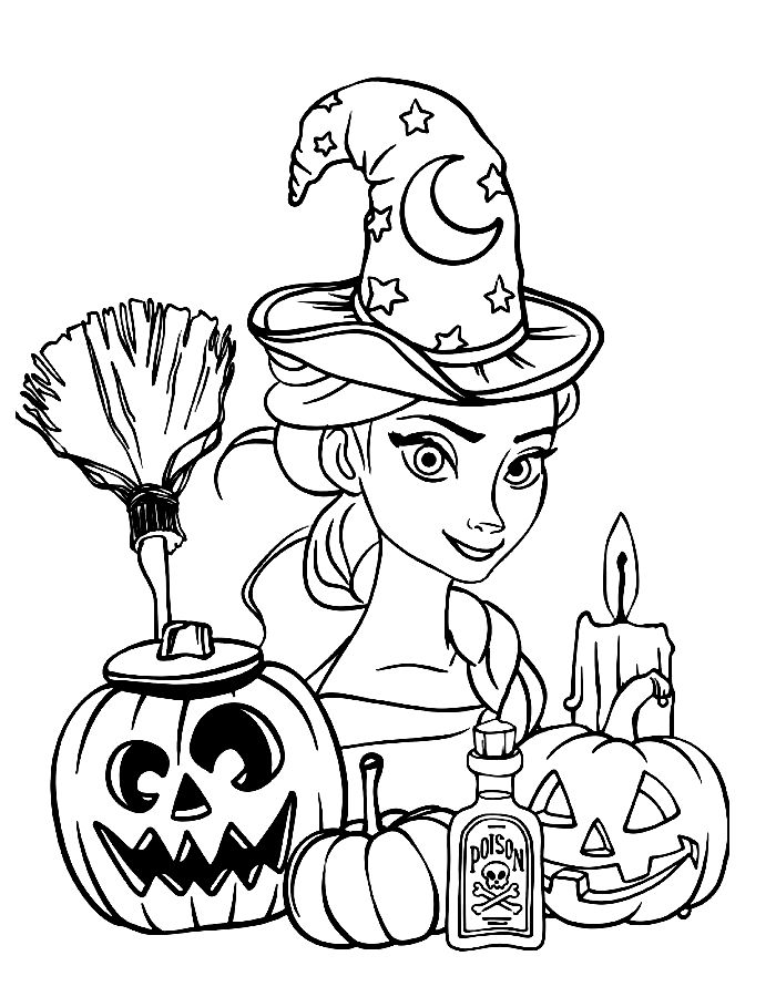 Frozen Halloween Coloring Page