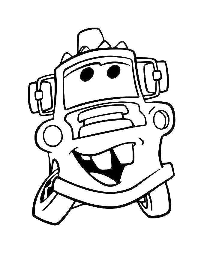 Funny Tow Truck Disney Cars Coloring Page