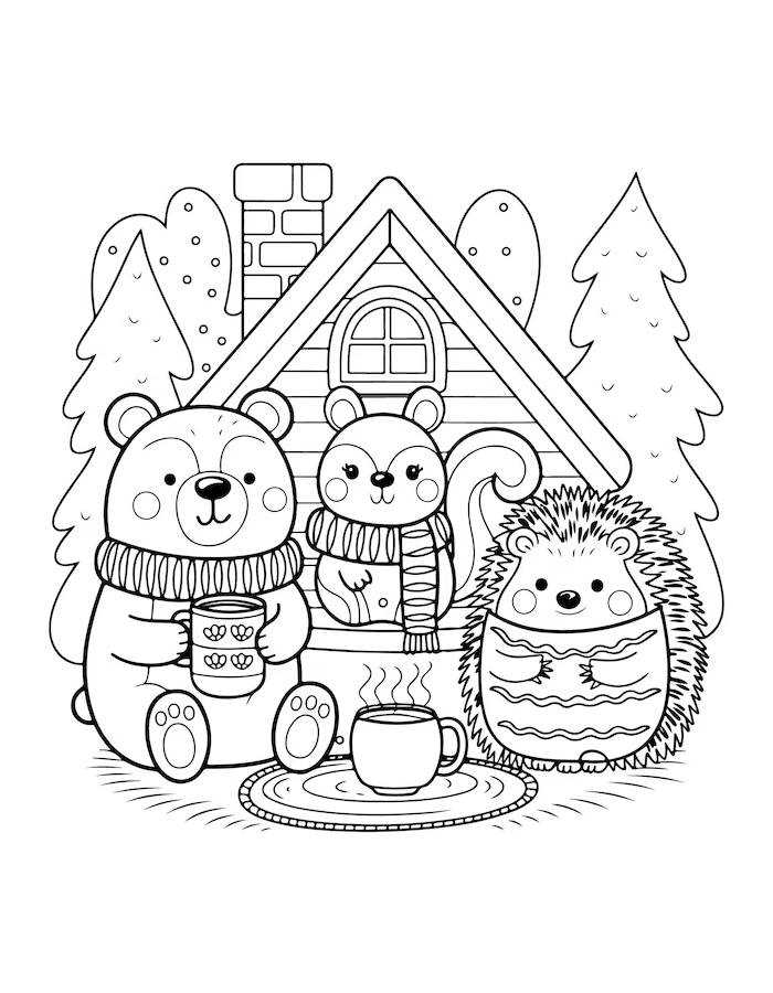 Fuzzy Hygge Coloring Pages