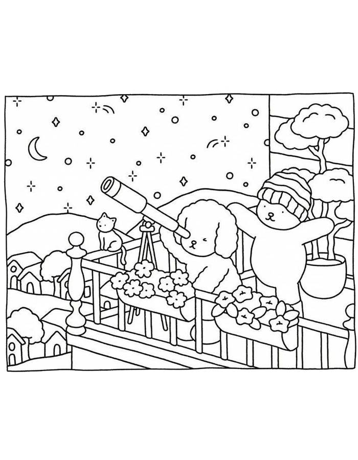 Fuzzy Hygge Frame Fuzzy Hygge Frame Coloring Page